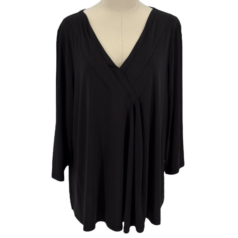 Lane Bryant Black V‎ Neck Wrap Style Top 18/20 Plus Size Polyester Spandex